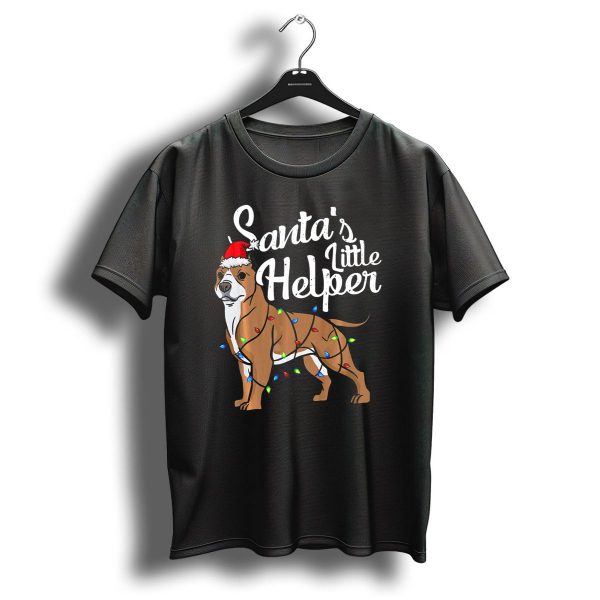 Santas Little Helper Pitbull With Christmas Lights T Shirt 1 t shirt 1