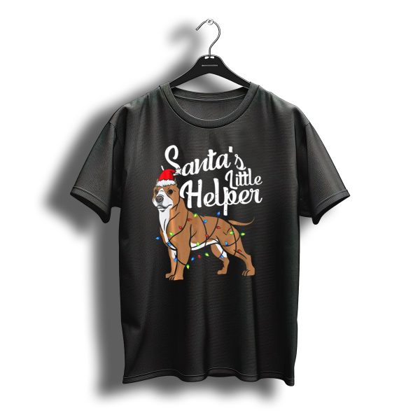 Santas Little Helper Pitbull With Christmas Lights T Shirt t shirt 1