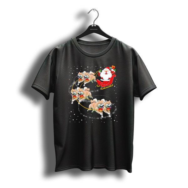 Santas Sleigh Pulled By Akita Inu Reindeer With Christmas Cheer T Shirt t shirt 1