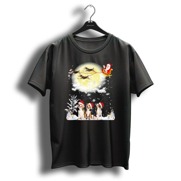 Santas Sleigh With Beagle Reindeer And Christmas Dogs T Shirt 1 t shirt 1