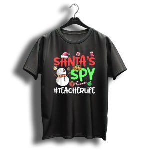 Santas Spy Teacherlife Snowman Candy Canes Bells Christmas Elements T-Shirt