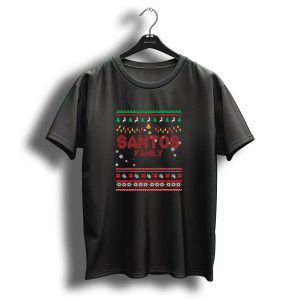 Santos Family Merry Xmas Christmas Lights And Snowflakes T Shirt