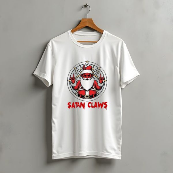 Satan Claws Christmas Pentagram Santa Rock Gesture T Shirt t shirt 1