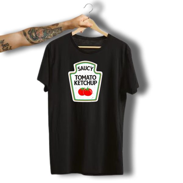 Saucy Tomato Ketchup Funny Halloween Costume With Two Red Tomatoes T Shirt t shirt 1