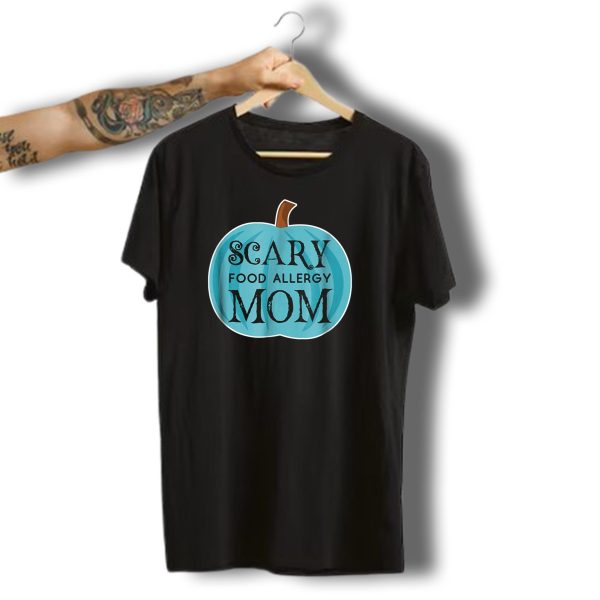 Scary Food Allergy Mom Blue Pumpkin Halloween T Shirt t shirt 1