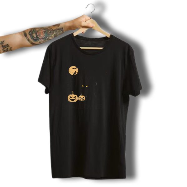 Scary Halloween Black Cat With Pumpkin And Moon T Shirt t shirt 1