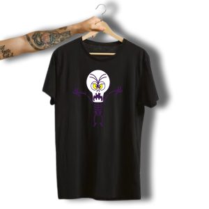 Scary Halloween Cartoon Skeleton With Angry Eyes T-Shirt