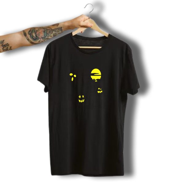 Scary Halloween Dudes With Ghosts And Pumpkin Faces In Cemetery Scene T Shirt t shirt 1
