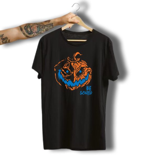 Scary Smiling Pumpkin Be Scared Halloween Horror T Shirt t shirt 1