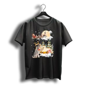 Schnauzer And Santa'S Reindeer Christmas Village T-Shirt