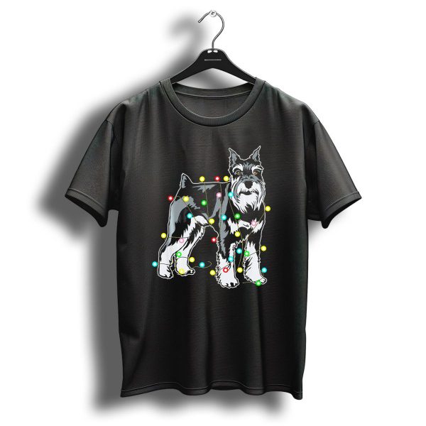 Schnauzer Entangled In Christmas Lights For Dog Lovers T Shirt 1 t shirt 1