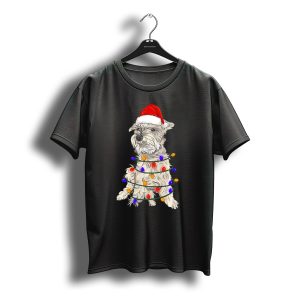 Schnauzer Santa Hat Christmas Lights Wrapping T-Shirt