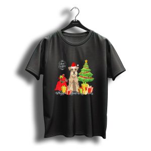Schnauzer With Merry Christmas Santa Hat And Gifts Under Christmas Tree T-Shirt