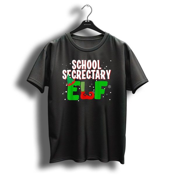 School Secretary Elf Snowflakes Christmas Hat And Shoes T Shirt 1 t shirt 1