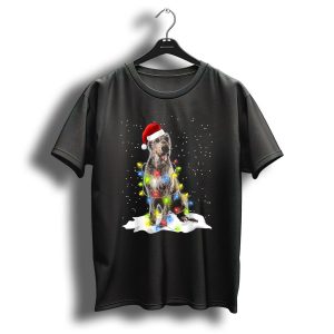 Scottish Deerhound Christmas Lights Santa Hat Snow Scene T Shirt
