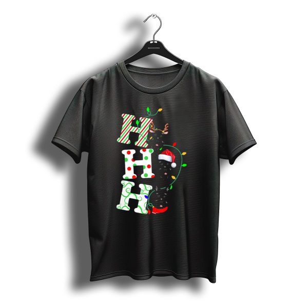 Scottish Terrier Ho Ho Ho Christmas Lights Santa Hat And Antlers T Shirt t shirt 1