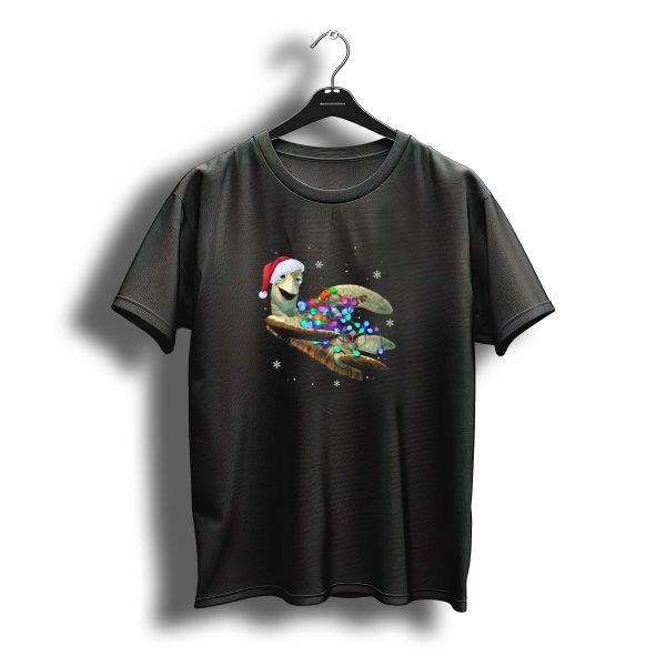 Sea Turtle Christmas Lights Santa Hat Merry Snowflakes T Shirt t shirt 1