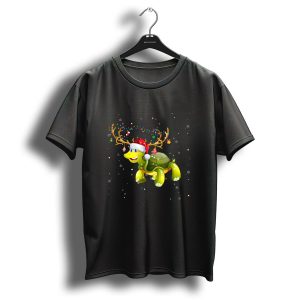 Sea Turtle Santa Hat Reindeer Antlers Christmas Lights T Shirt