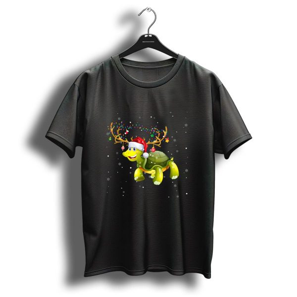 Sea Turtle Santa Hat Reindeer Antlers Christmas Lights T Shirt 1 t shirt 1