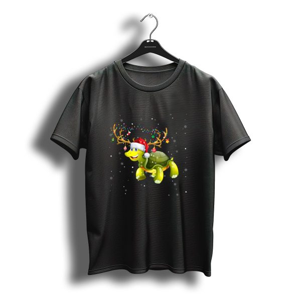 Sea Turtle Santa Hat Reindeer Antlers Christmas Lights T Shirt t shirt 1