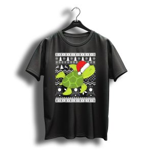 Sea Turtle Santa Holiday Sweater Design With Christmas Bells Reindeer T-Shirt