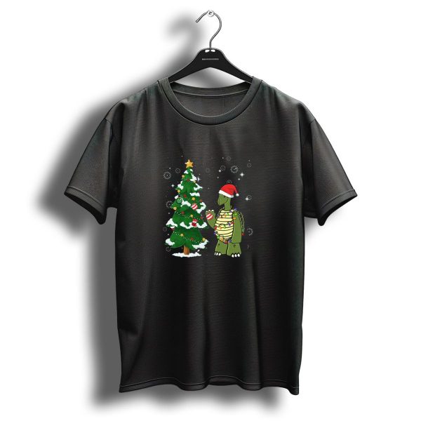 Sea Turtle Wearing Santa Hat With Christmas Tree And Ornaments T Shirt 1 t shirt 1