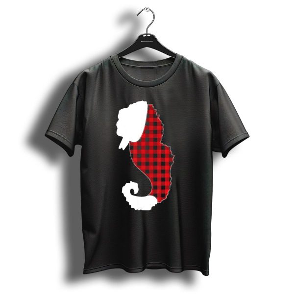 Seahorse Christmas Red Plaid Costume With Santa Hat T Shirt 1 t shirt 1
