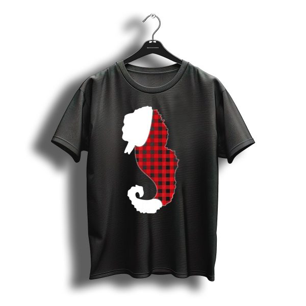 Seahorse Christmas Red Plaid Costume With Santa Hat T Shirt t shirt 1