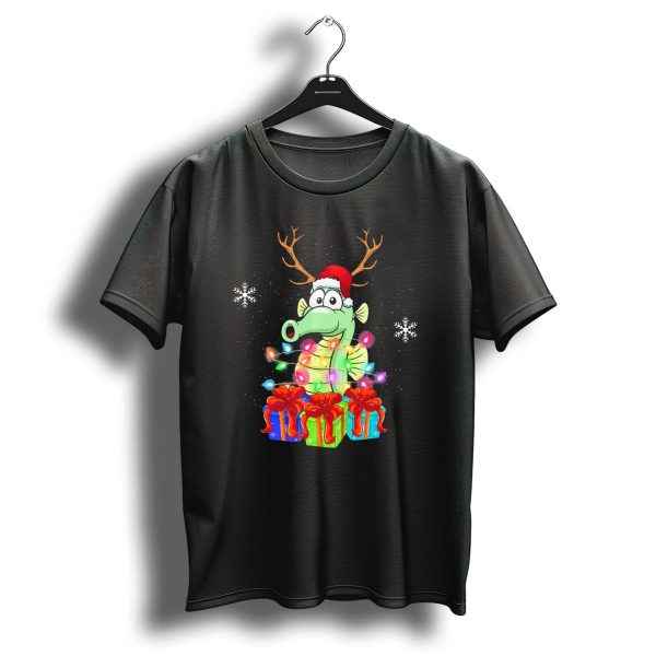 Seahorse Reindeer Santa Christmas Lights Gifts Snowflakes T Shirt 1 t shirt 1