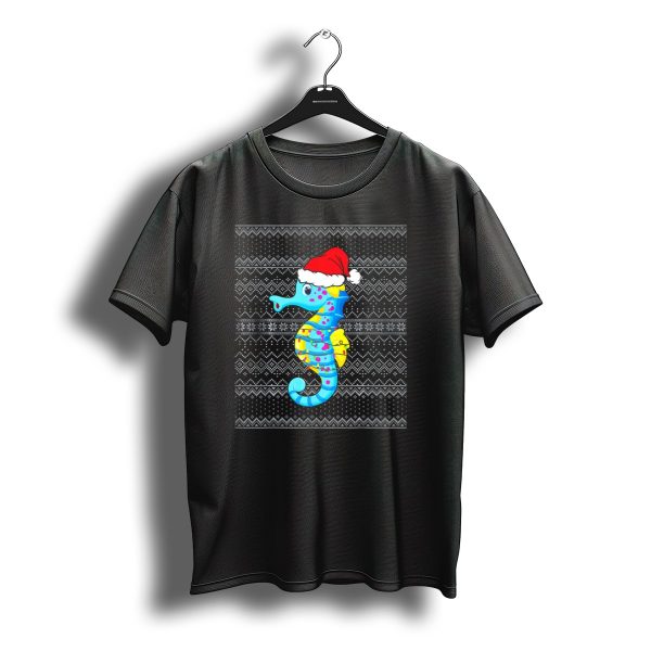 Seahorse Santa Ugly Christmas Light T Shirt t shirt 1