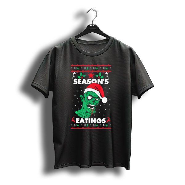 Seasons Eatings Ugly Christmas Zombie Santa Hat Snowflakes T Shirt t shirt 1