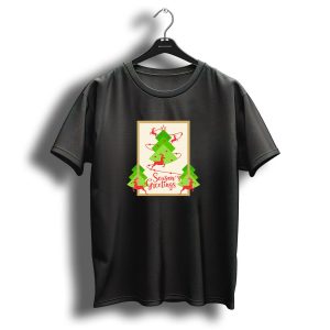 Seasons Greetings With Reindeers And Hearts Christmas Tree T Shirt