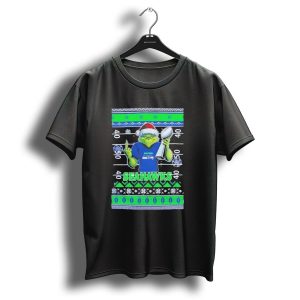 Seattle Seahawks Grinch Christmas Super Bowl Trophy Ugly Sweater T-Shirt