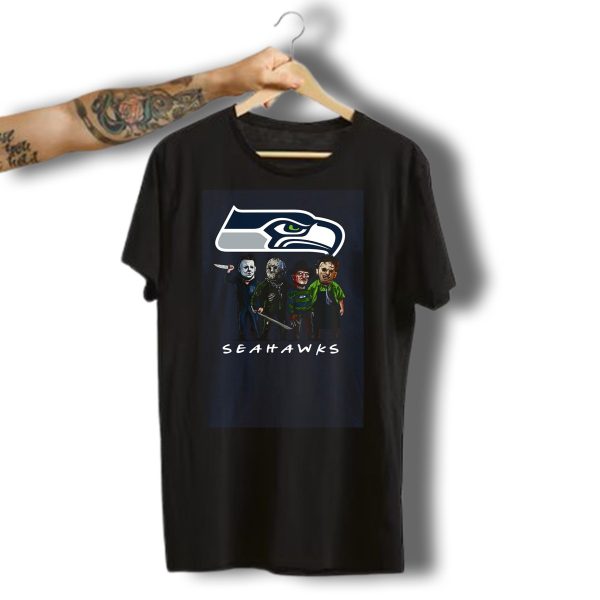 Seattle Seahawks Halloween The Slasher Squad Teams Horror Characters T Shirt t shirt 1