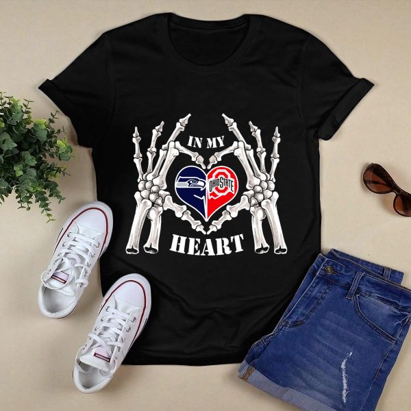 Seattle Seahawks Ohio State Buckeyes In My Heart T Shirt Black 1