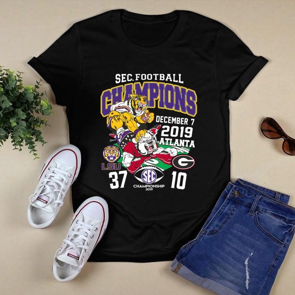 Sec Football Champions Lsu Tigers Georgia Bulldogs Score December 7 2019 Atlanta shirt 1
