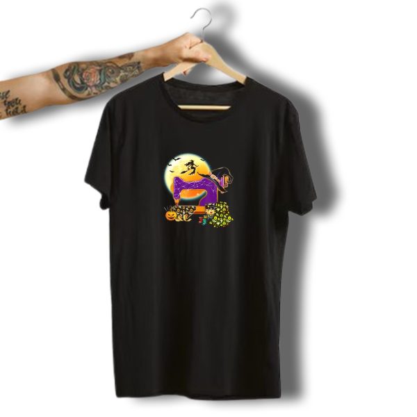 Sewing Machine Halloween Witch Love Quilting With Pumpkin And Spool T Shirt t shirt 1