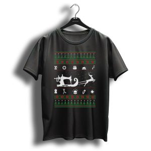 Sewing Machine Reindeer Christmas Stitching T Shirt