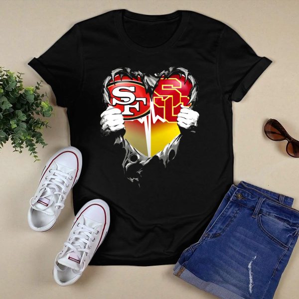 Sf Heart With Usc Trojans And San Francisco Theme T Shirt 1 1