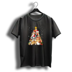 Sheltie Christmas Tree Xmas With Santa Hats And Presents T Shirt