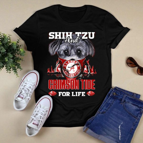 Shih Tzu And Alabama Crimson Tide For Life T Shirt Style 1 Black 1