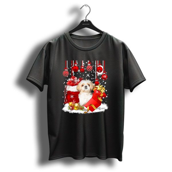 Shih Tzu Christmas Holiday Decorations With Dog And Festive Snow Ornaments T Shirt 1 t shirt 1