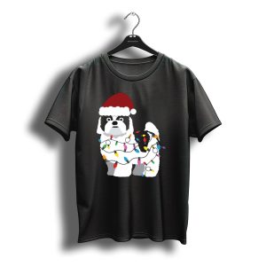 Shih Tzu Christmas Lights Santa Hat T-Shirt