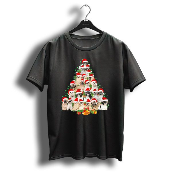 Shih Tzu Christmas Tree Santa Hat Festive Dogs T Shirt 1 t shirt 1