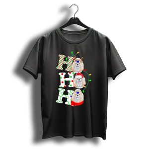 Shih Tzu Ho Ho Ho Santa Hat Christmas Lights Reindeer Antlers T Shirt