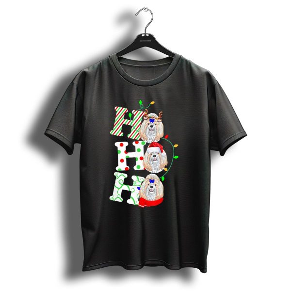 Shih Tzu Ho Ho Ho Santa Hat Christmas Lights Reindeer Antlers T Shirt 1 t shirt 1