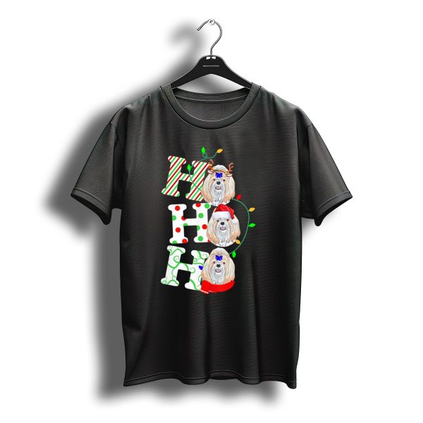 Shih Tzu Ho Ho Ho Santa Hat Christmas Lights Reindeer Antlers T Shirt t shirt 1