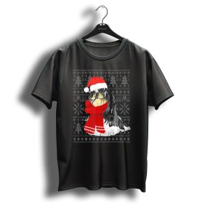 Shih Tzu In Santa Hat And Scarf Ugly Christmas T Shirt