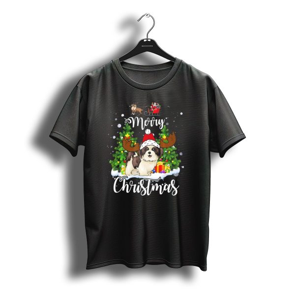 Shih Tzu Merry Christmas Santa Claus Reindeer Antlers Holiday Tree T Shirt t shirt 1
