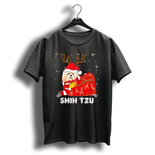 Shih Tzu Santa Hat Reindeer Blanket Christmas Snowflakes T Shirt 1 t shirt 1